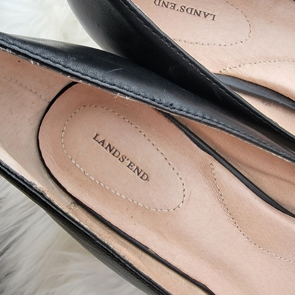 Lands' End Black Leather Heels 10 - Picture 5 of 7